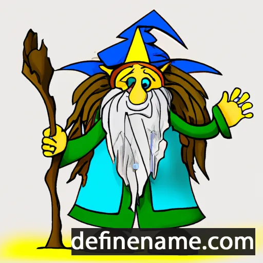 cartoon of the name Myrddin