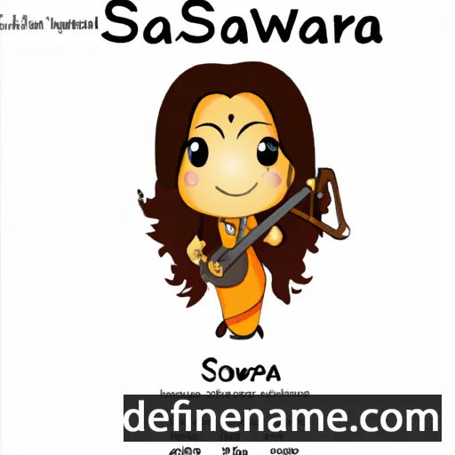 cartoon of the name Saraswati